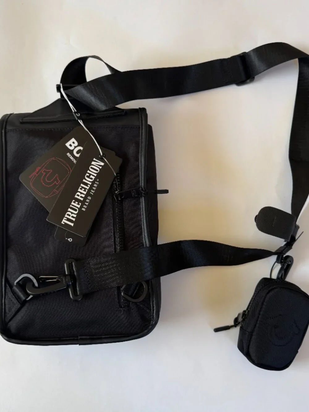 True Religion Unisex Black Crossbody bag With Small Coin Pouch
